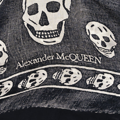Alexander McQueen Silk Chiffon Punk Skull Scarf Black Ivory 3 of 3