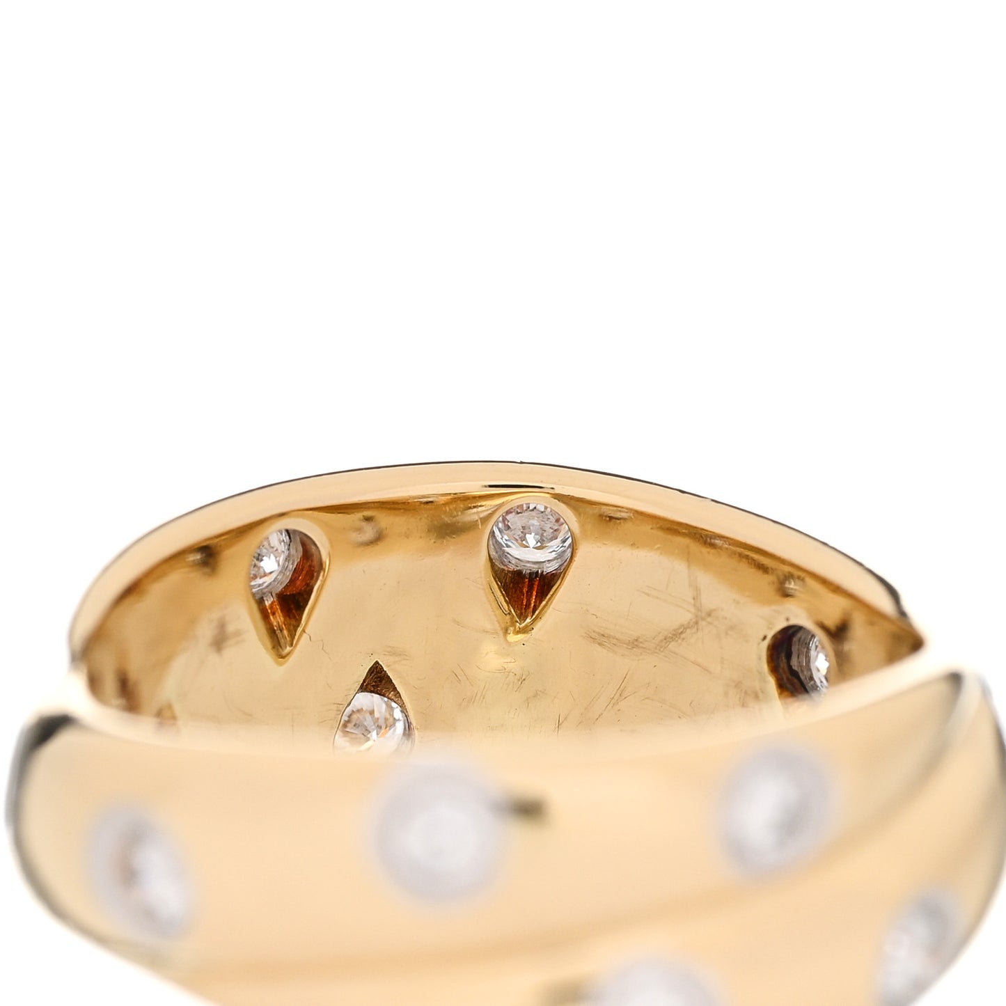 18K Yellow Gold Platinum Diamond Etoile Twist Band Ring 49 5