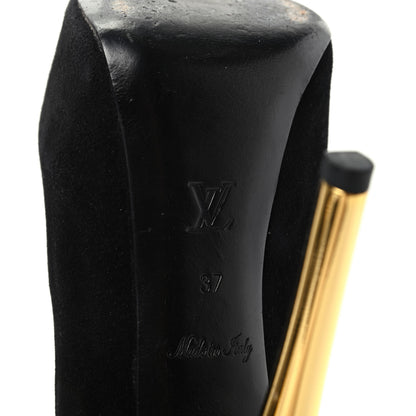 Louis Vuitton Suede Oh Really Peep Toe Pumps 37 Black 9 of 9