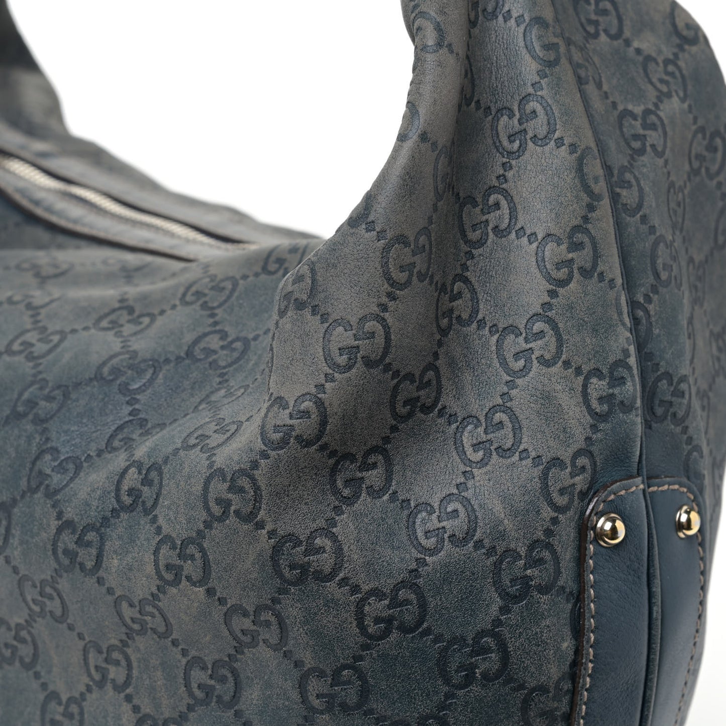 Guccissima Large Biba Studded Hobo Blue