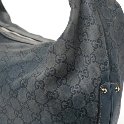 Gucci Guccissima Large Biba Studded Hobo Blue 16 of 18