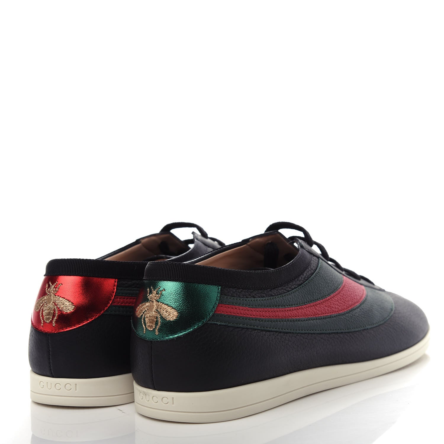 Gucci Calfskin Mens Web Falacer Sneakers 8.5 Black 4 of 10