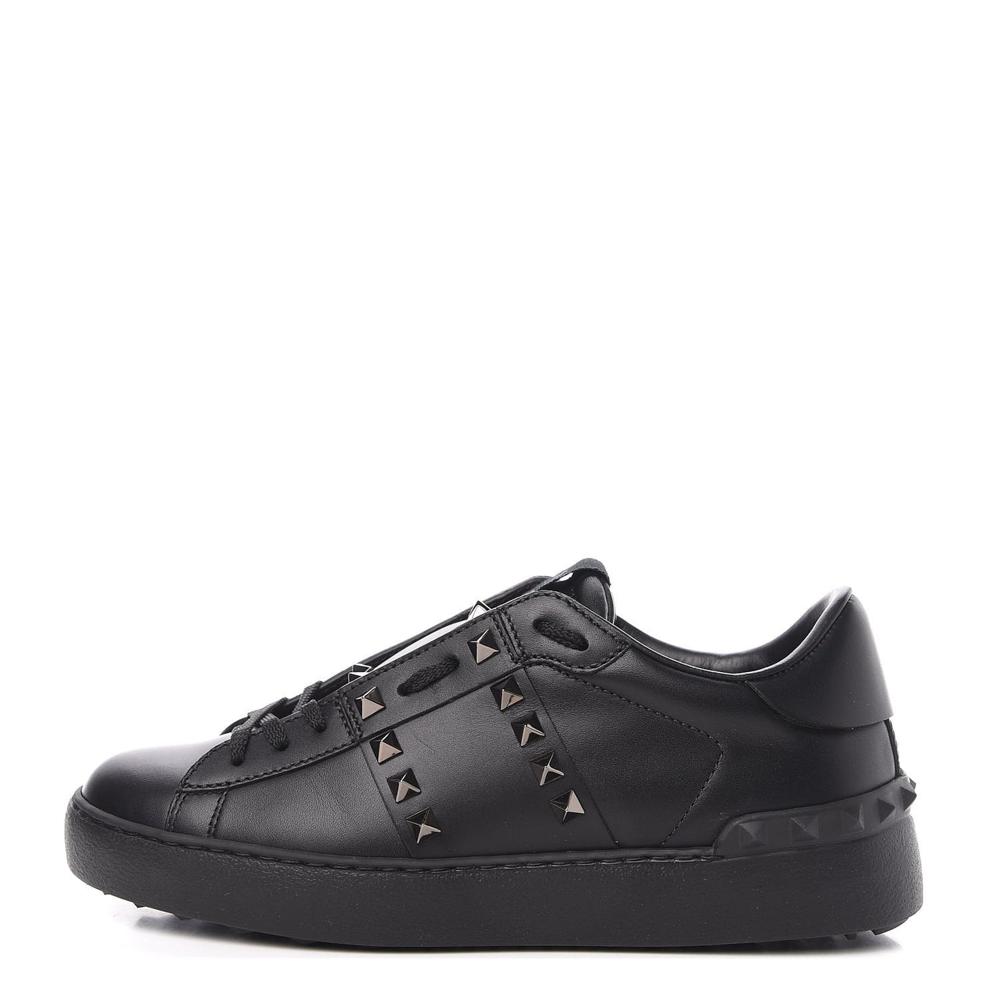 Calfskin Womens Rockstud Untitled Open Sneakers size 36.5 Black