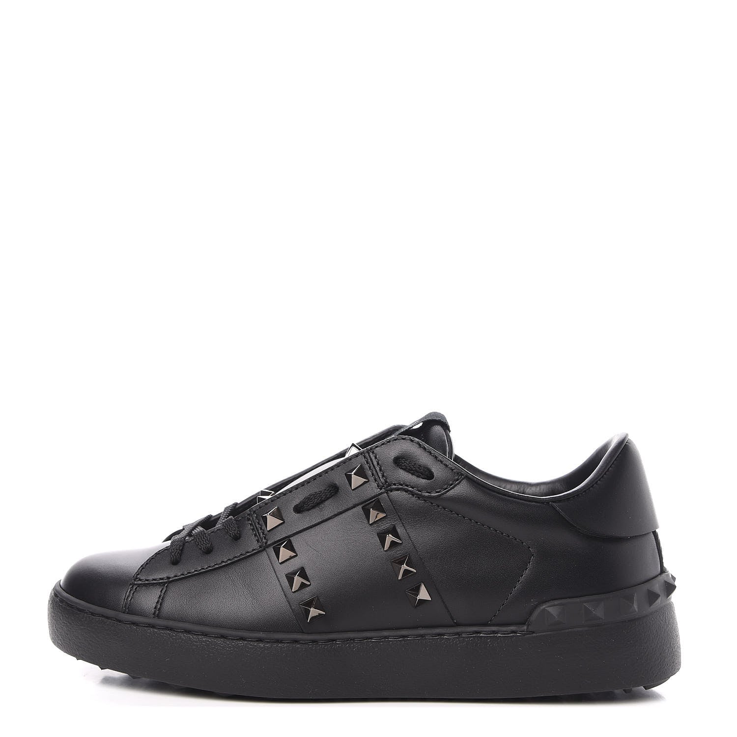 Valentino Garavani Calfskin Womens Rockstud Untitled Open Sneakers size 36.5 Black 1 of 8