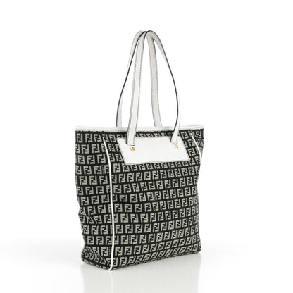 Fendi Zucchino Vitello Tote Black White 3 of 8