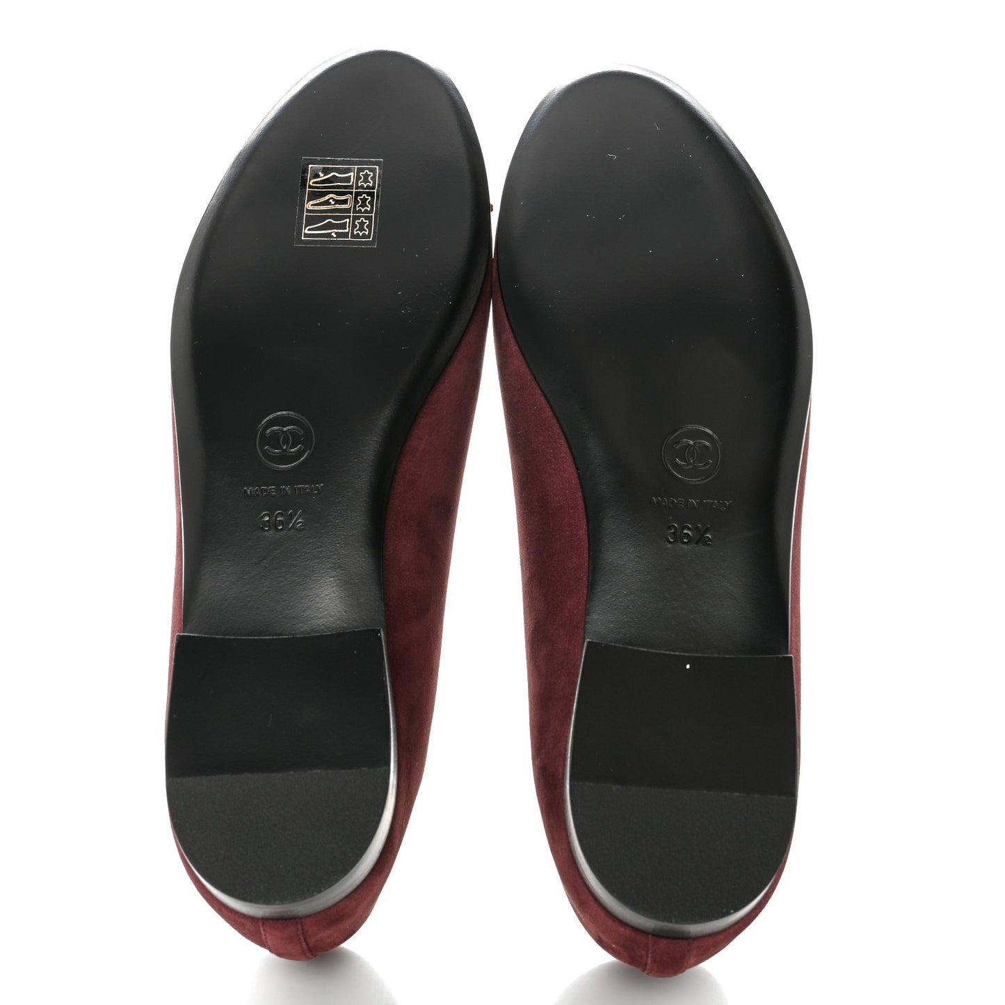 Suede Cap Toe CC Ballerina Flats 36.5 Burgundy