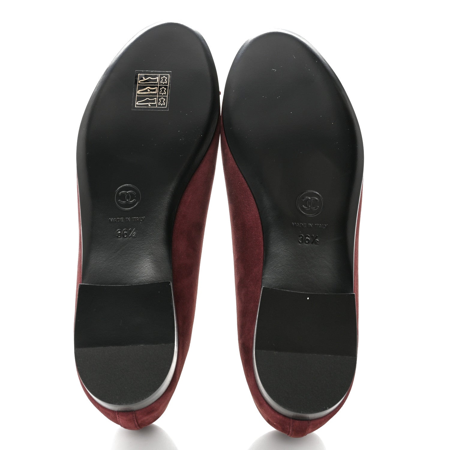 Chanel Suede Cap Toe CC Ballerina Flats 36.5 Burgundy 8 of 9