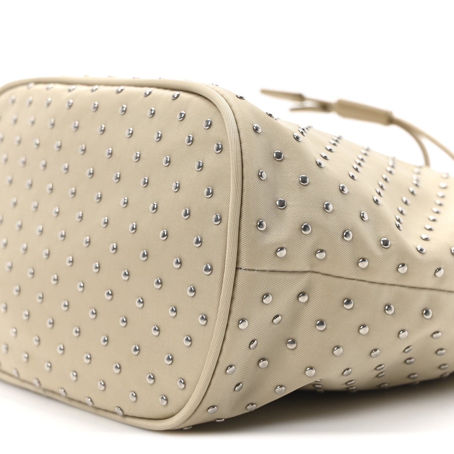 Re-Nylon Saffiano Studded Mini Re-Edition 1978 Bucket Bag Deserto