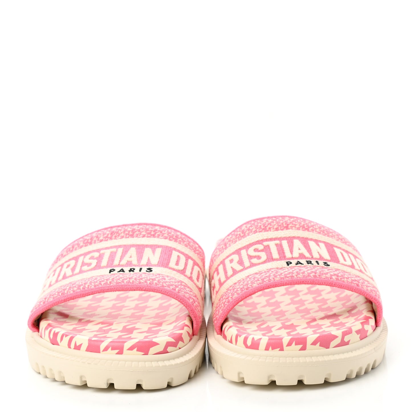 Micro PDP Cotton Houndstooth Embroidered Dway 10mm Slide Sandals 36 Peony