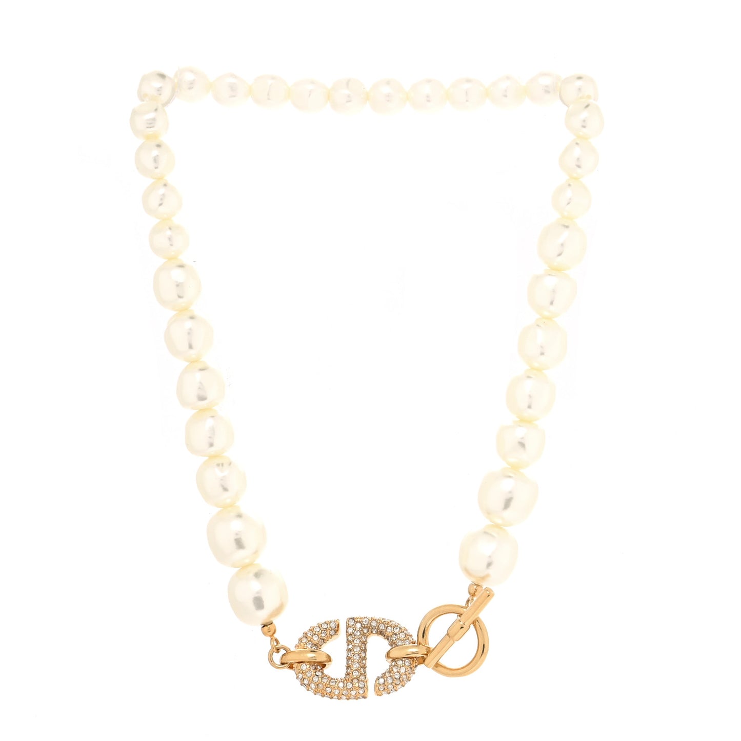 Pearl CD Crystal Montaigne Choker Necklace Gold