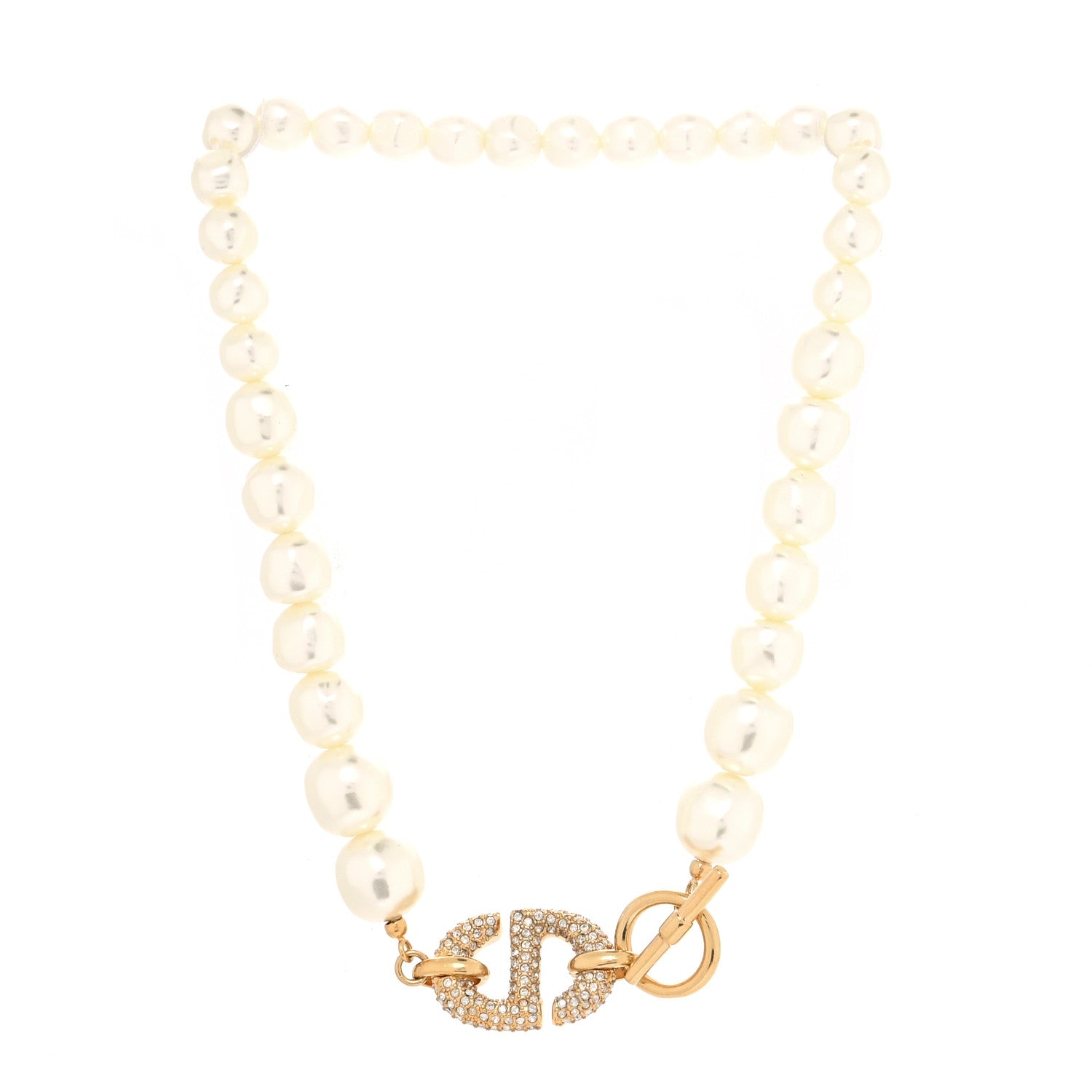 Christian Dior Pearl CD Crystal Montaigne Choker Necklace Gold 3 of 5