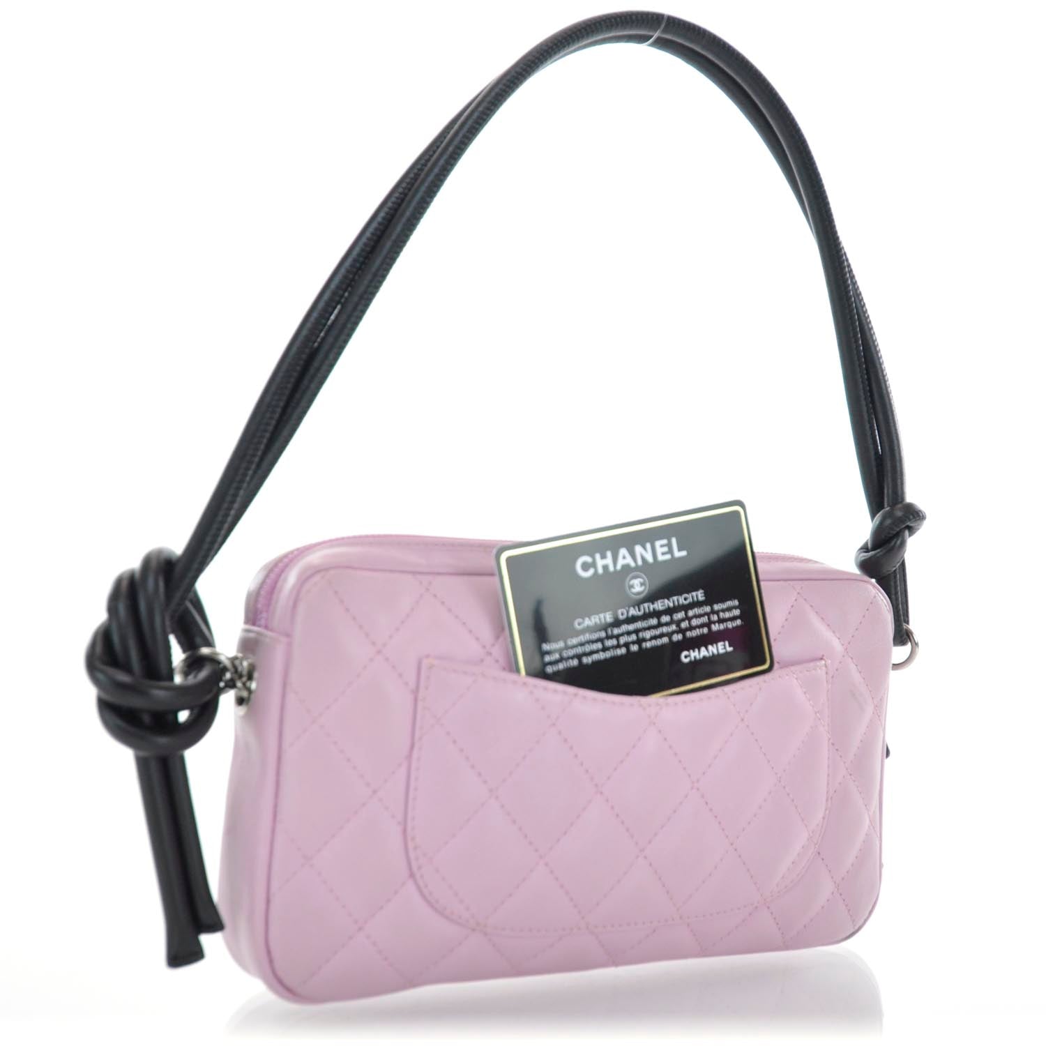 Chanel Calfskin Quilted Cambon Pochette Pink Black 3 of 9