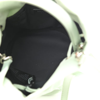 Balenciaga Recycled Sport Nylon Logo Embroidered Wheel Drawstring Bucket Bag Light Green White 5 of 11
