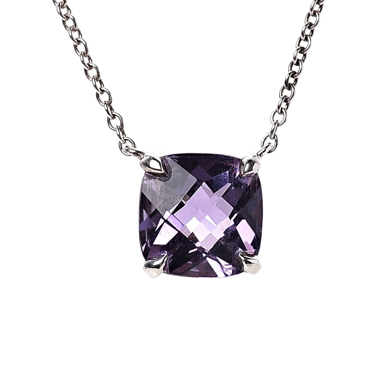 Tiffany Sterling Silver Amethyst Sparklers Pendant Necklace 4 of 8