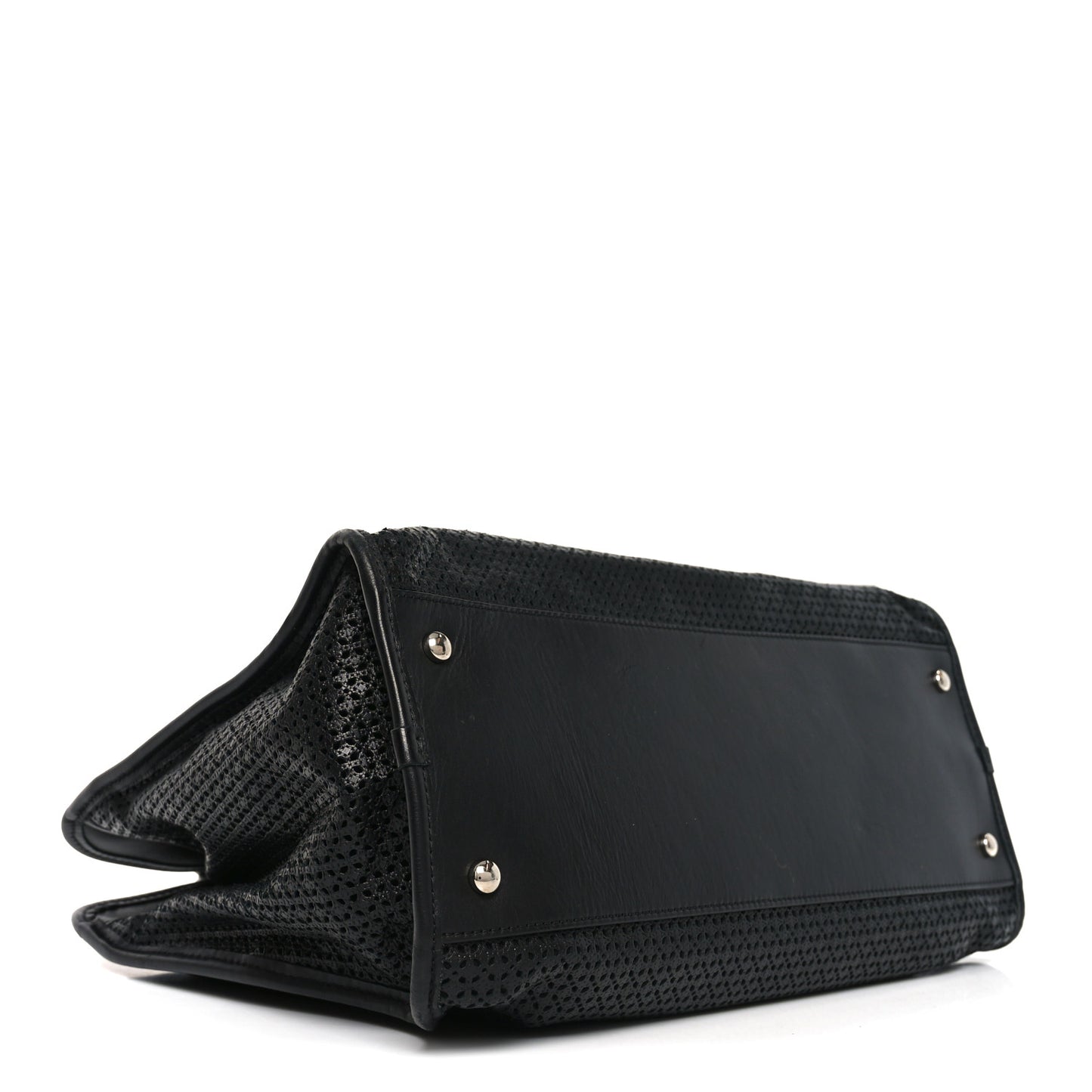 Calfskin Perforated Up In The Air Tote Black