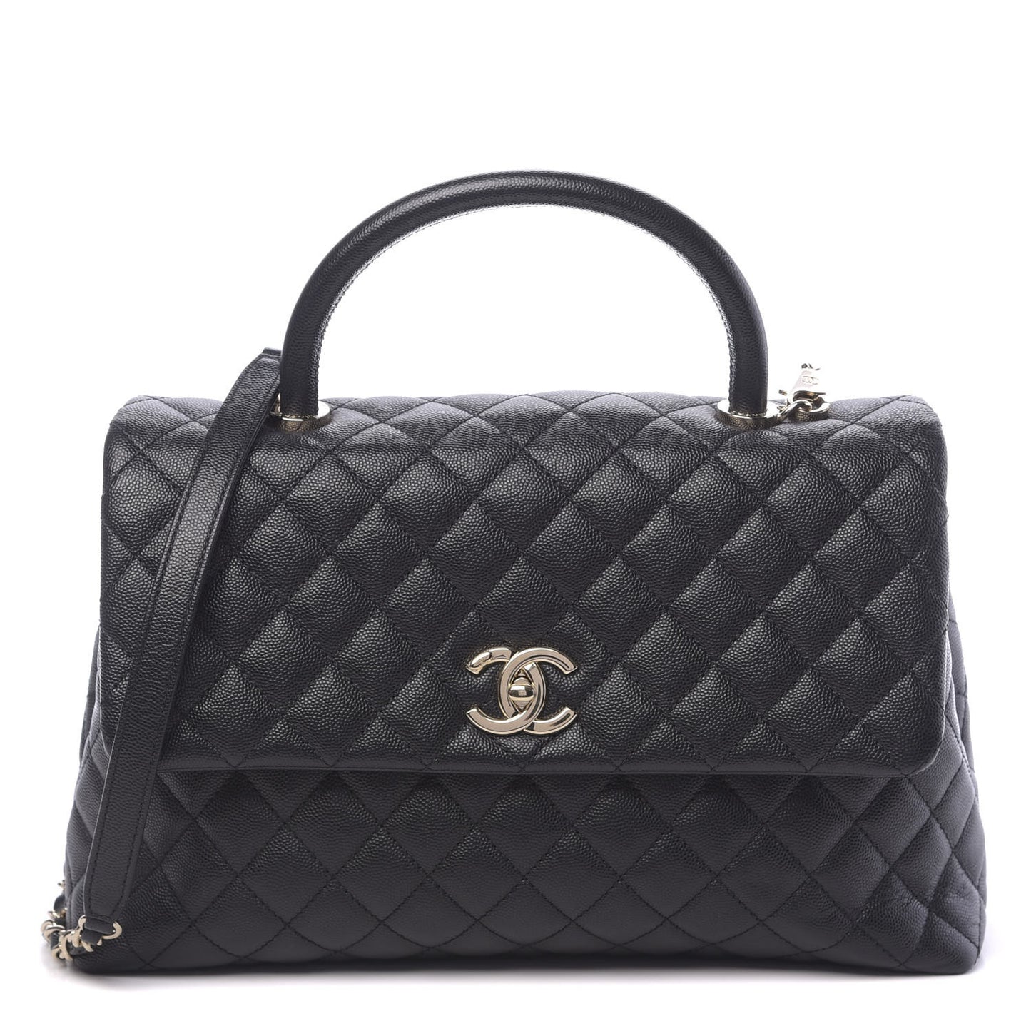 Caviar Quilted Medium Coco Handle Flap Black