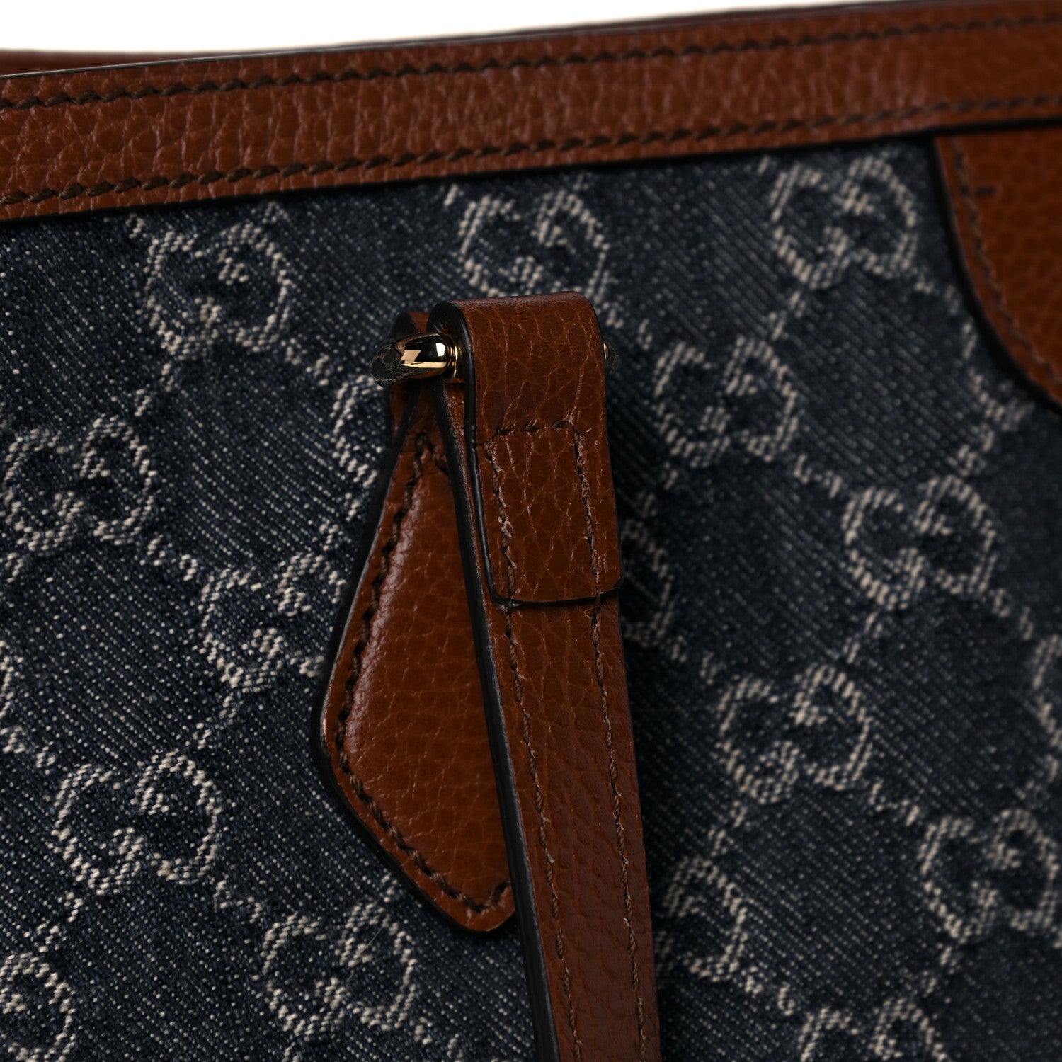 Gucci New Denim GG Monogram Medium Ophidia Shopping Tote Blue Tea Cuir 15 of 15