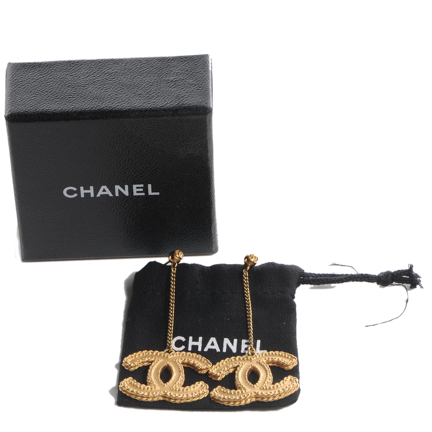 CC Drop Earrings Matte Gold