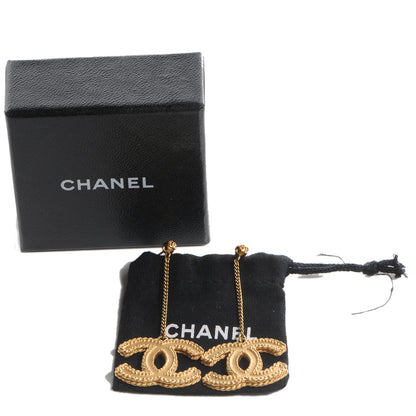 Chanel CC Drop Earrings Matte Gold 5 of 5