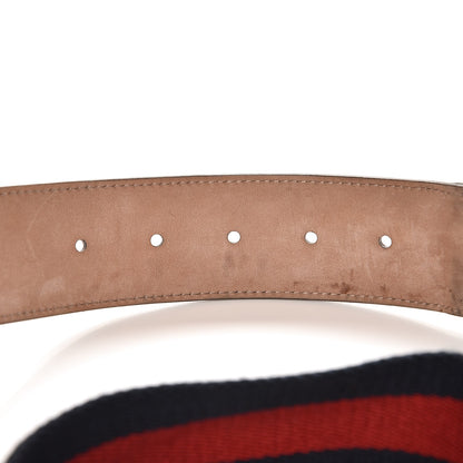 Gucci Nylon Calfskin Double G Web 40mm Belt 85 34 Blue Red Black 5 of 5
