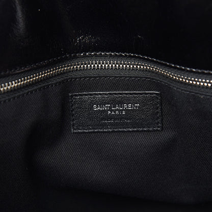 Saint Laurent Cracked Shiny Calfskin Souple 36H Sac De Jour Duffle Black 6 of 10