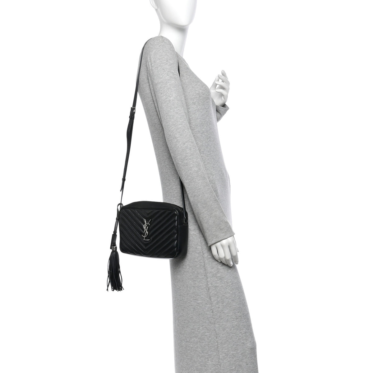 Saint Laurent Calfskin Matelasse Monogram Lou Camera Bag Black 2 of 14