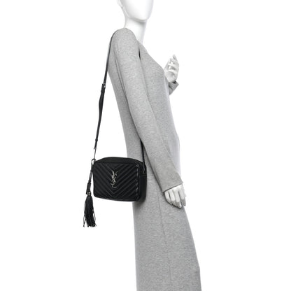 Saint Laurent Calfskin Matelasse Monogram Lou Camera Bag Black 2 of 14