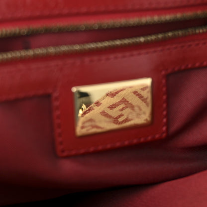 Fendi Zucchino Vitello Shoulder Bag Beige Rosso 6 of 9