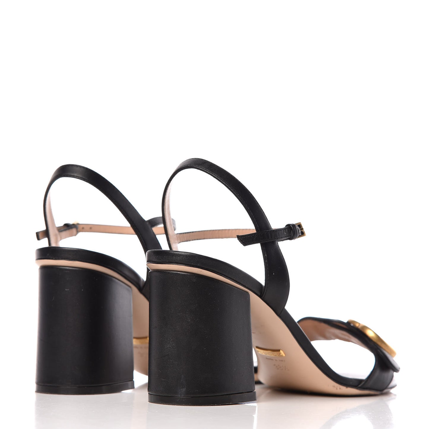 Lifford Calfskin GG Marmont Ankle Wrap 75mm Sandals 38.5 Black