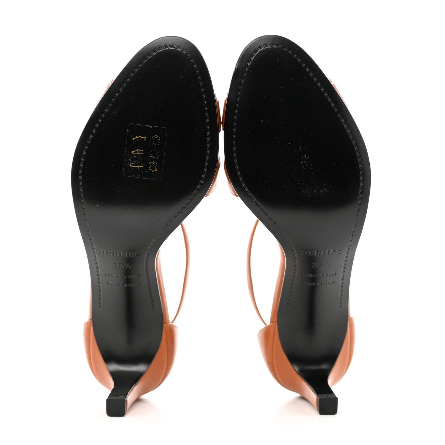 Hermes Calfskin Premiere 70 Sandals 36.5 Gold 5 of 10