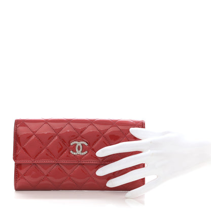 Chanel Patent Calfskin Quilted Large Brilliant Flap Wallet Dark Red 2 of 8