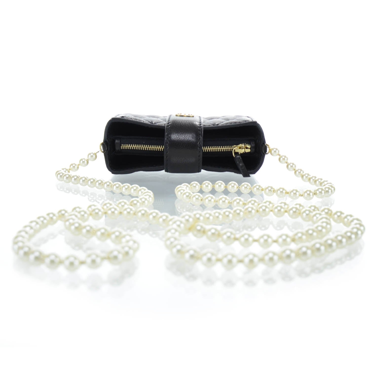 Chanel Lambskin Quilted Pearl Chain Love Symbols Mini Bag Black 6 of 13