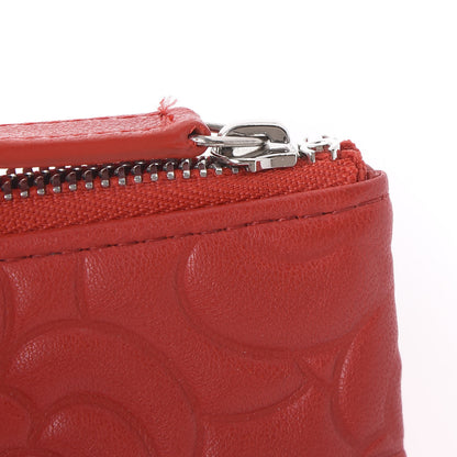 Chanel Goatskin Camellia Embossed Cosmetic Pouch Red 11 of 11