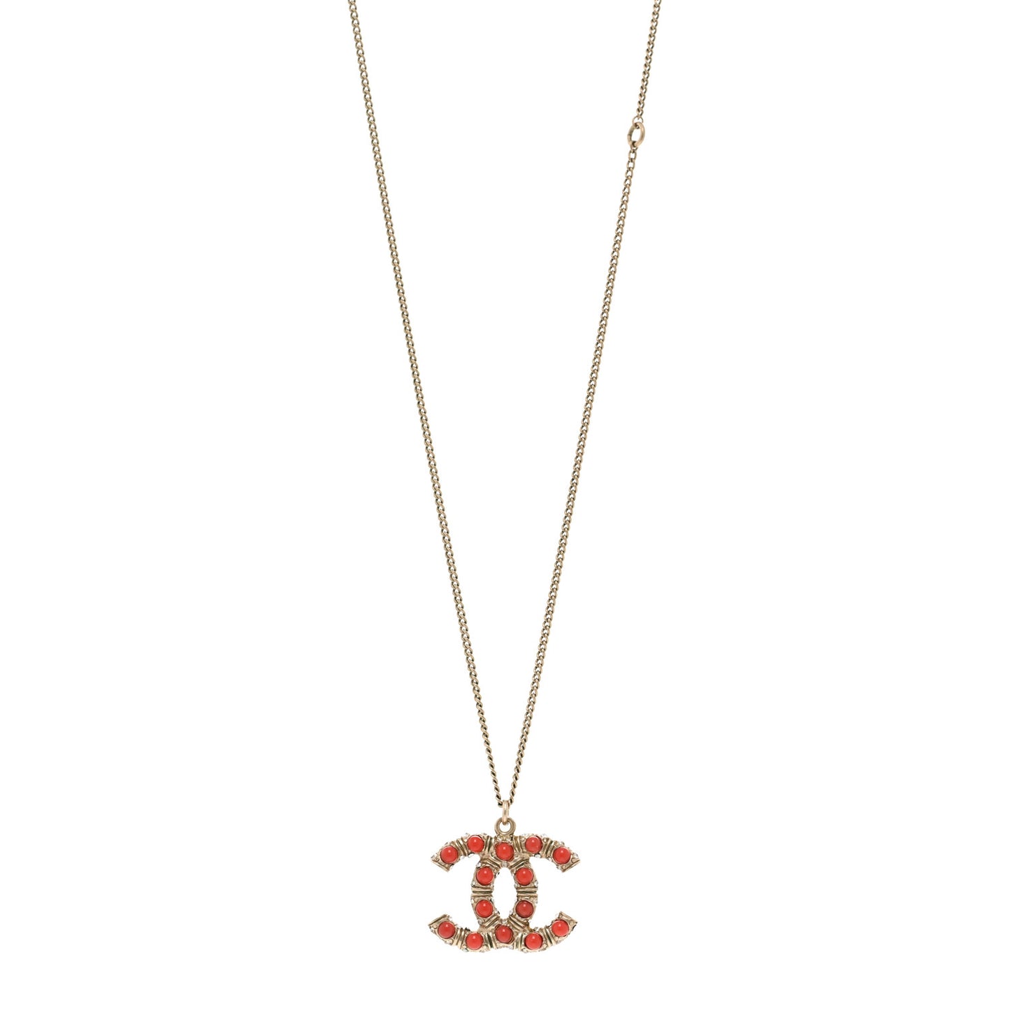 Resin Crystal CC Necklace Red Gold