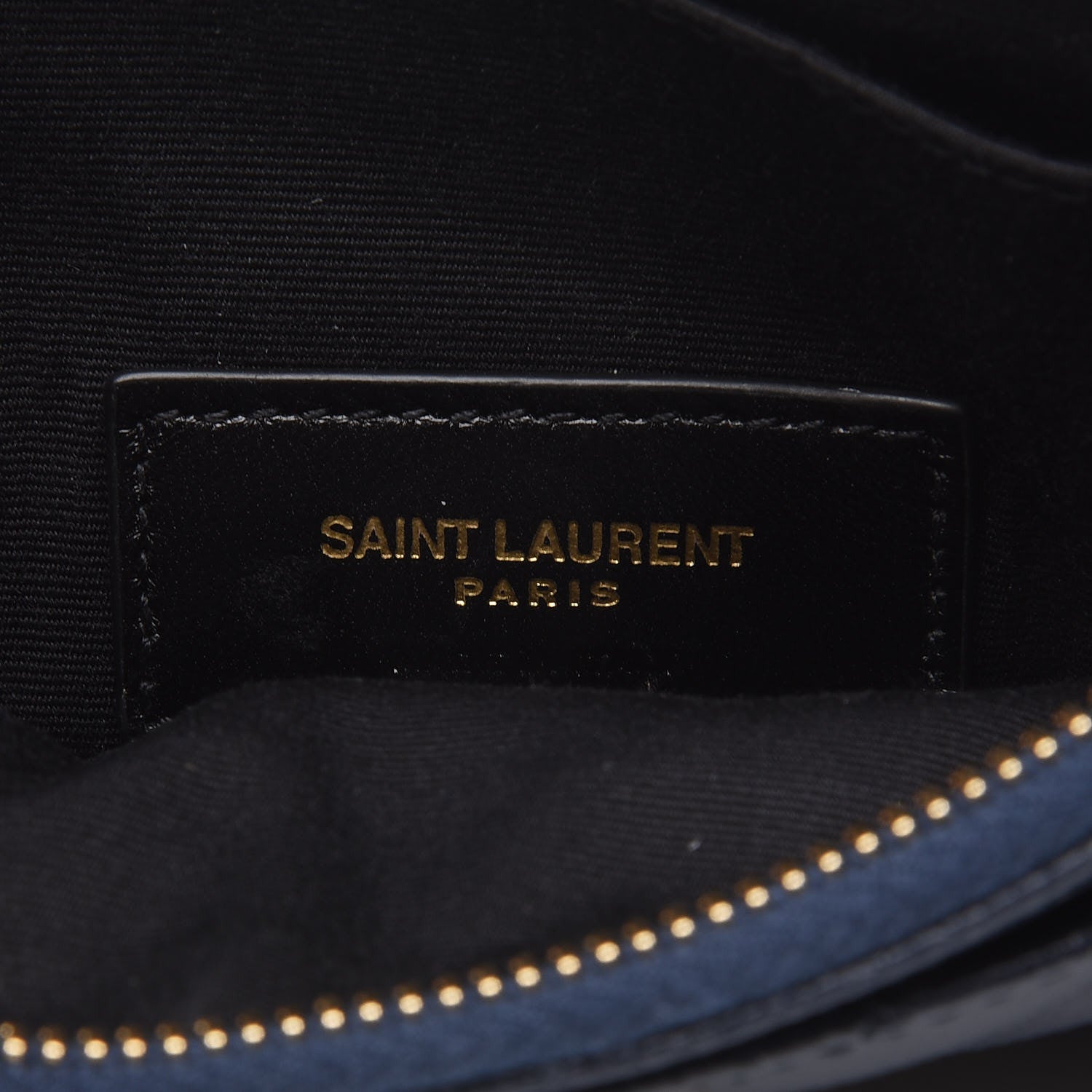 Saint Laurent Grain De Poudre Chevron Monogram Bill Pouch Navy 6 of 7