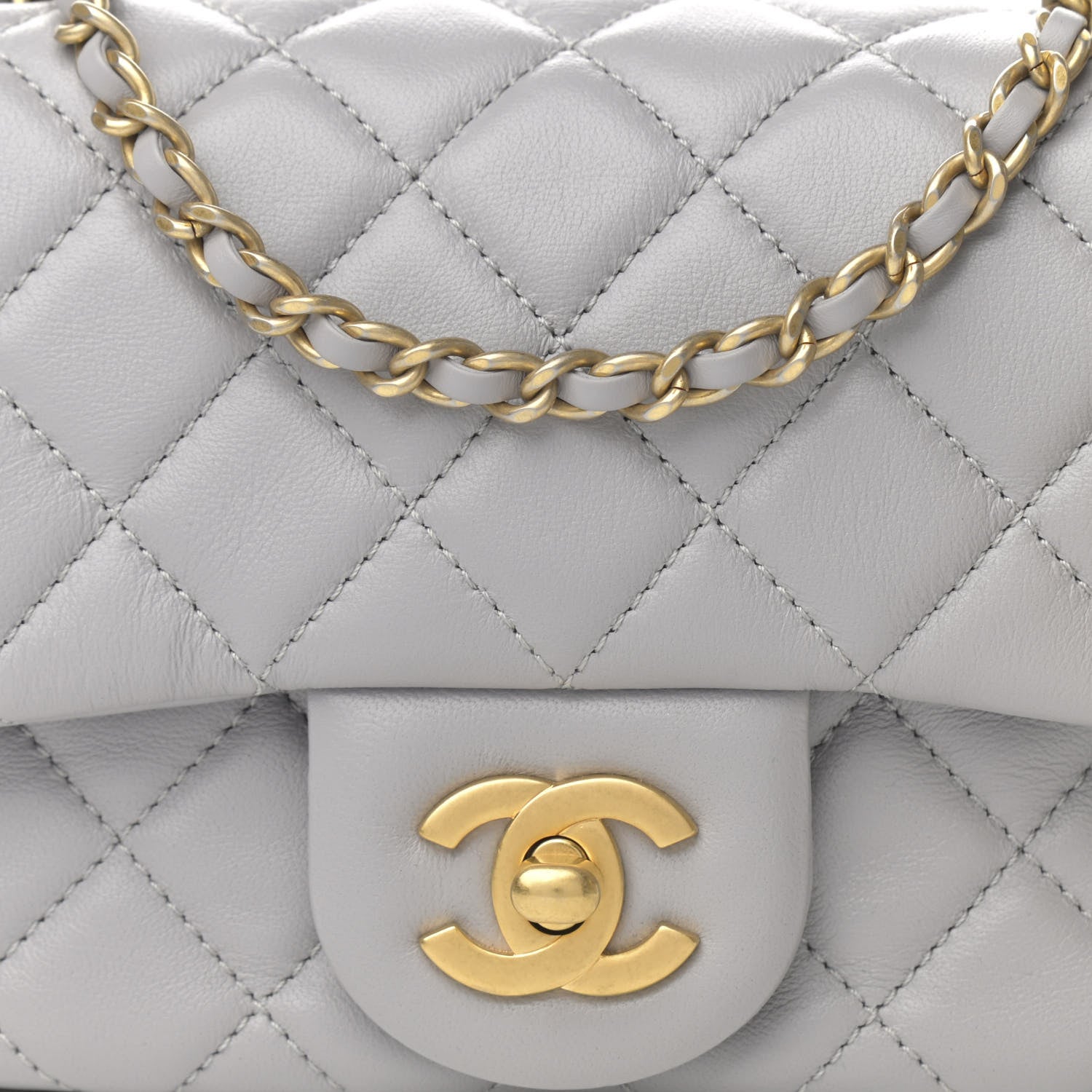 Chanel Lambskin Quilted Mini Pearl Crush Flap Light Grey 8 of 10