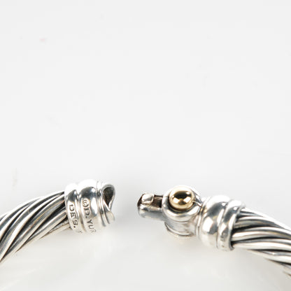 David Yurman Sterling Silver 14K Yellow Gold 7mm Metro Cable Bracelet 4 of 6
