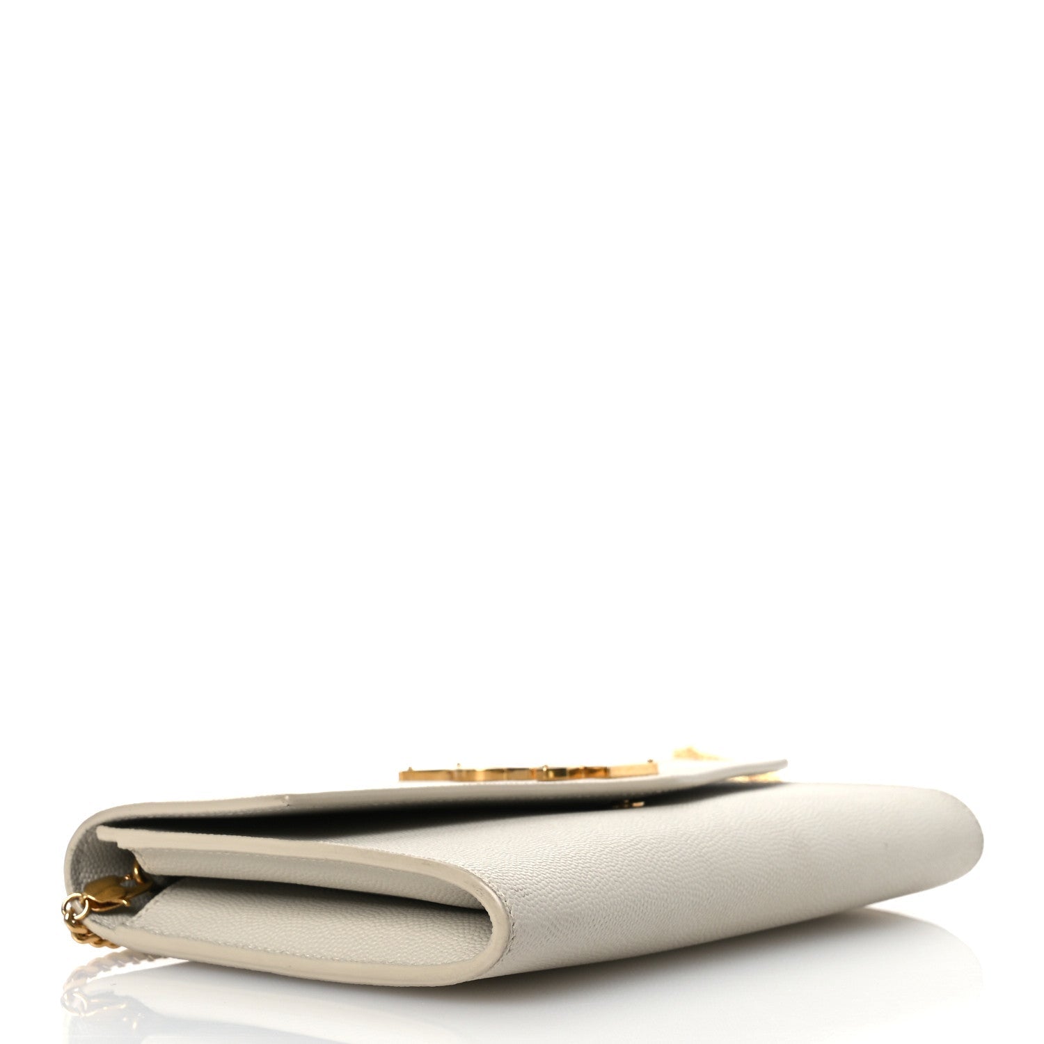 Saint Laurent Grain De Poudre Monogram Uptown Chain Wallet Dark Latte 5 of 17