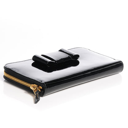 Miu Miu Patent Bow Zip Around Wallet Black 4 of 8