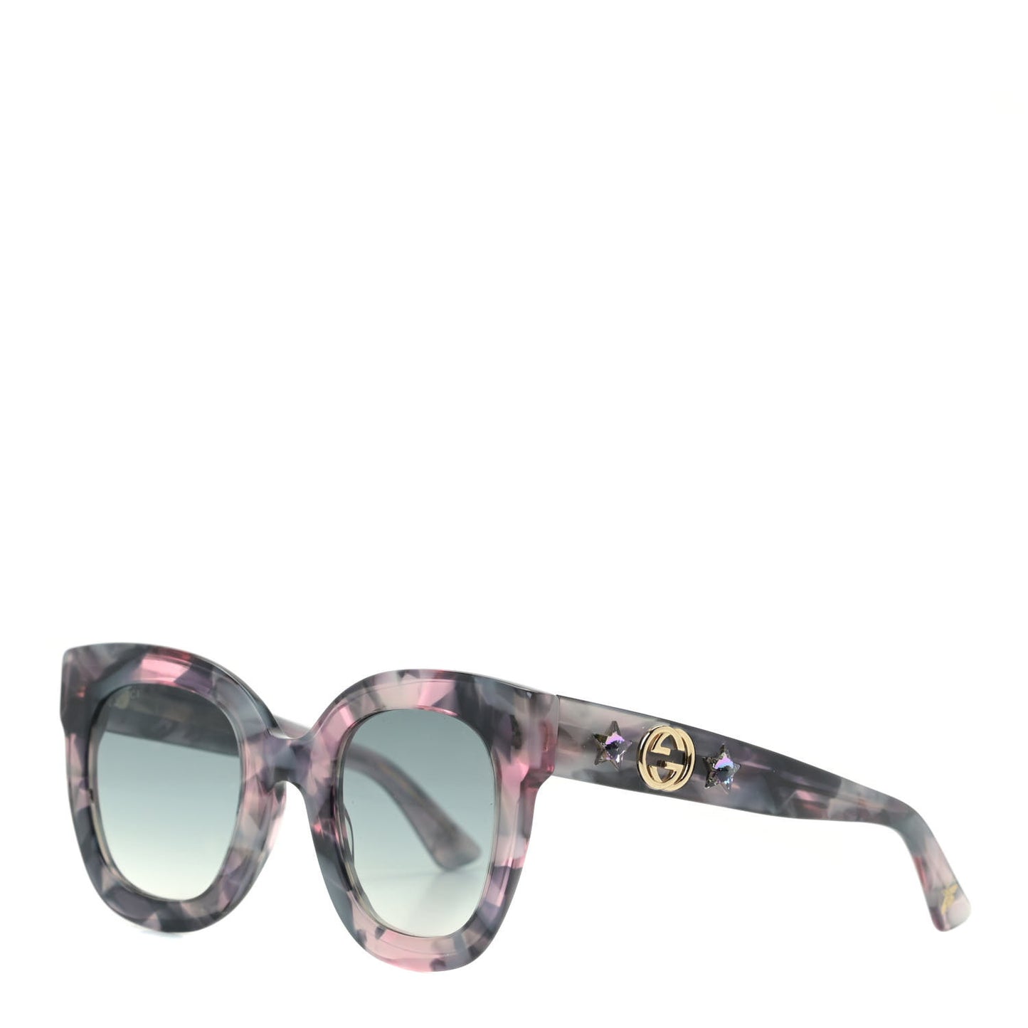 Acetate Round Frame Star Sunglasses GG0208S Grey Pink