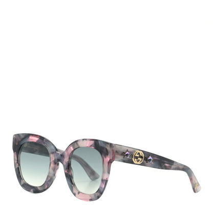 Gucci Acetate Round Frame Star Sunglasses GG0208S Grey Pink 1 of 7