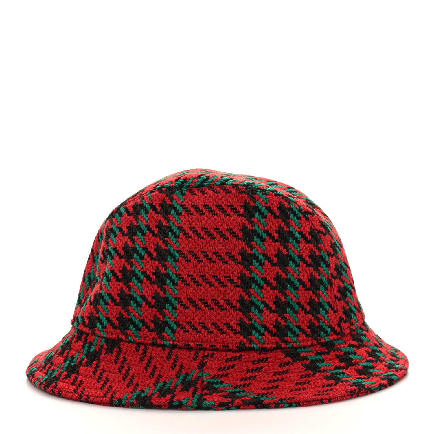 Gucci Tweed Wool Houndstooth Interlocking G Bucket Hat M Red Green 5 of 8