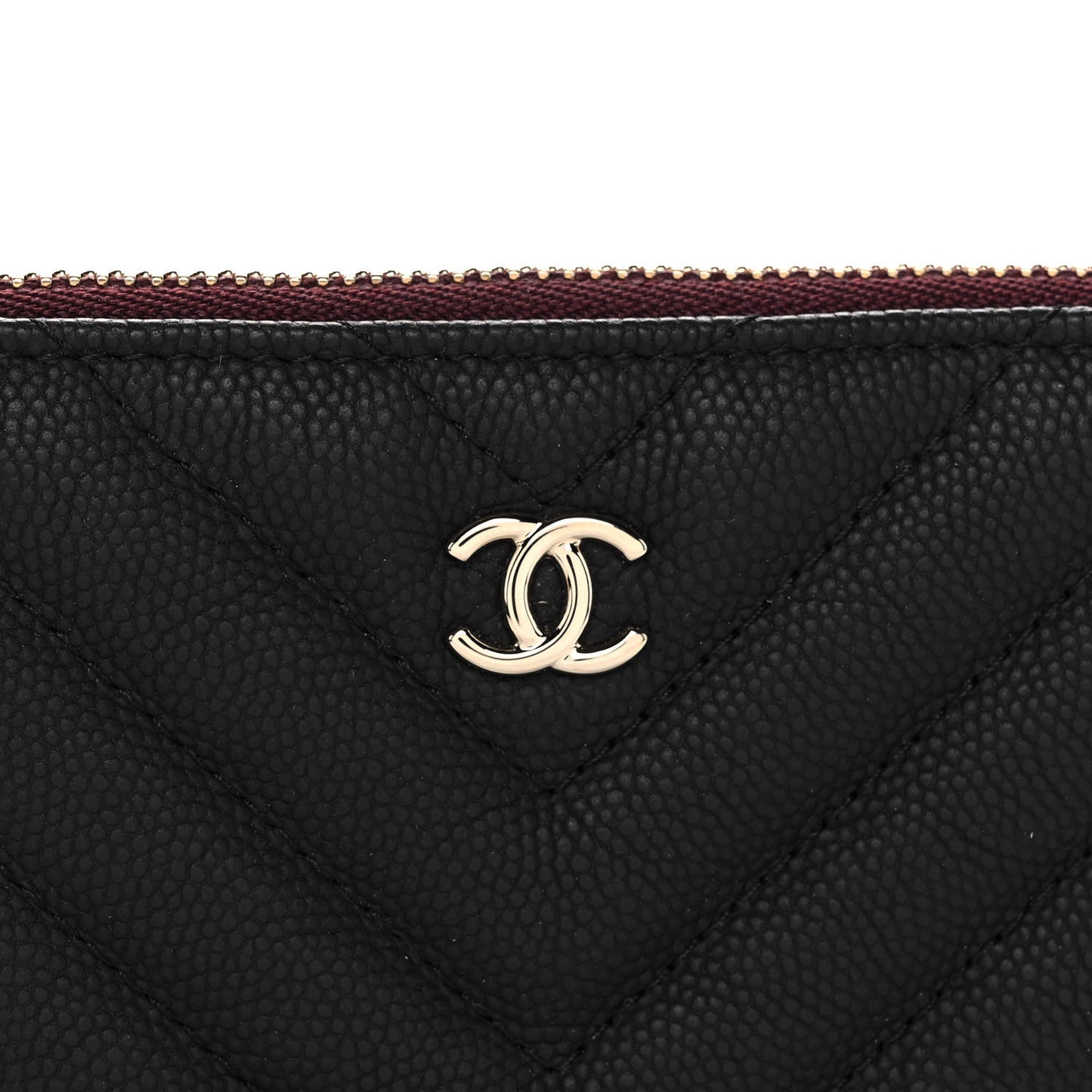 Caviar Chevron Quilted Small Cosmetic Case Black