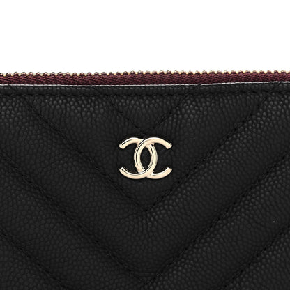 Chanel Caviar Chevron Quilted Small Cosmetic Case Black 8 of 11