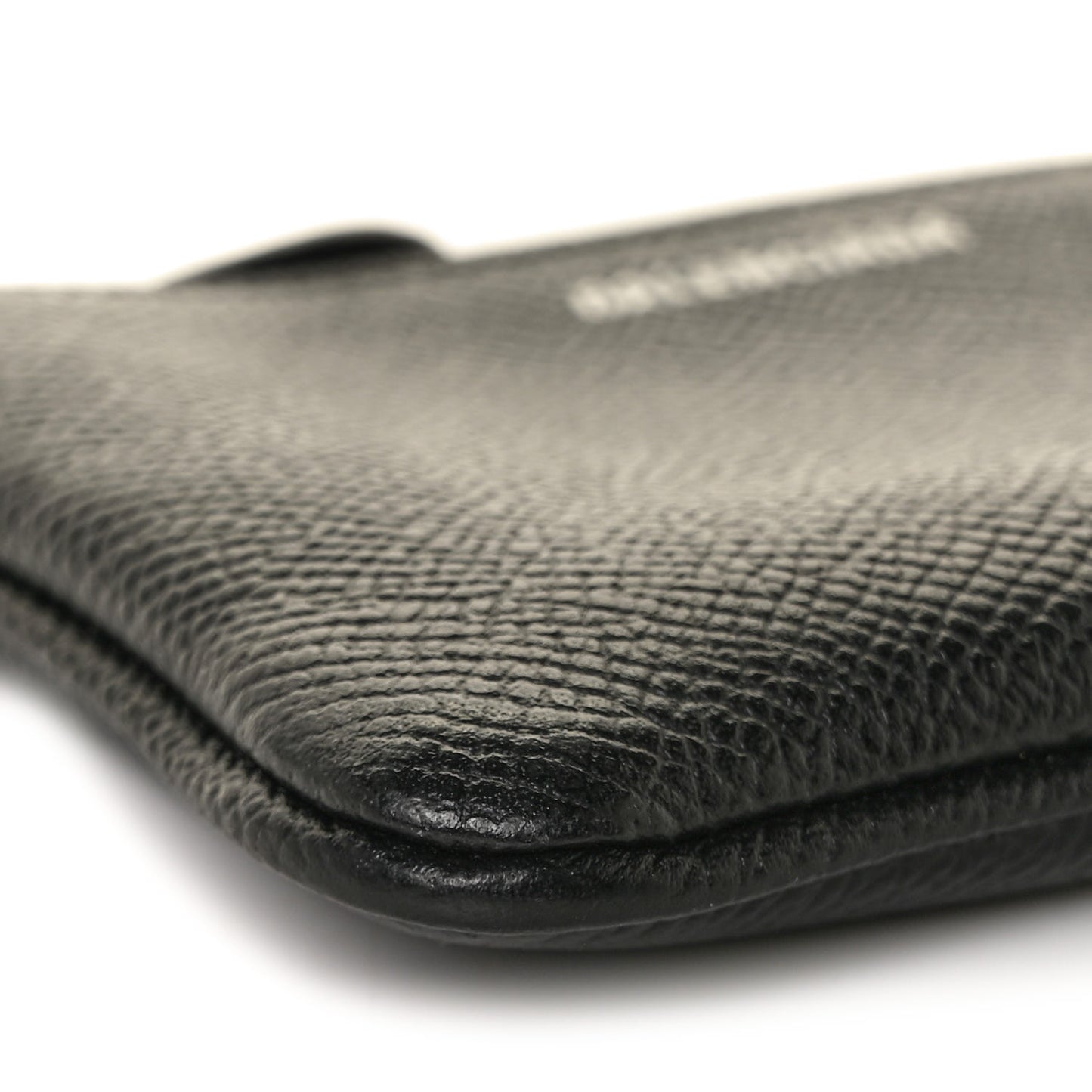Grained Calfskin Coin Card Holder Black