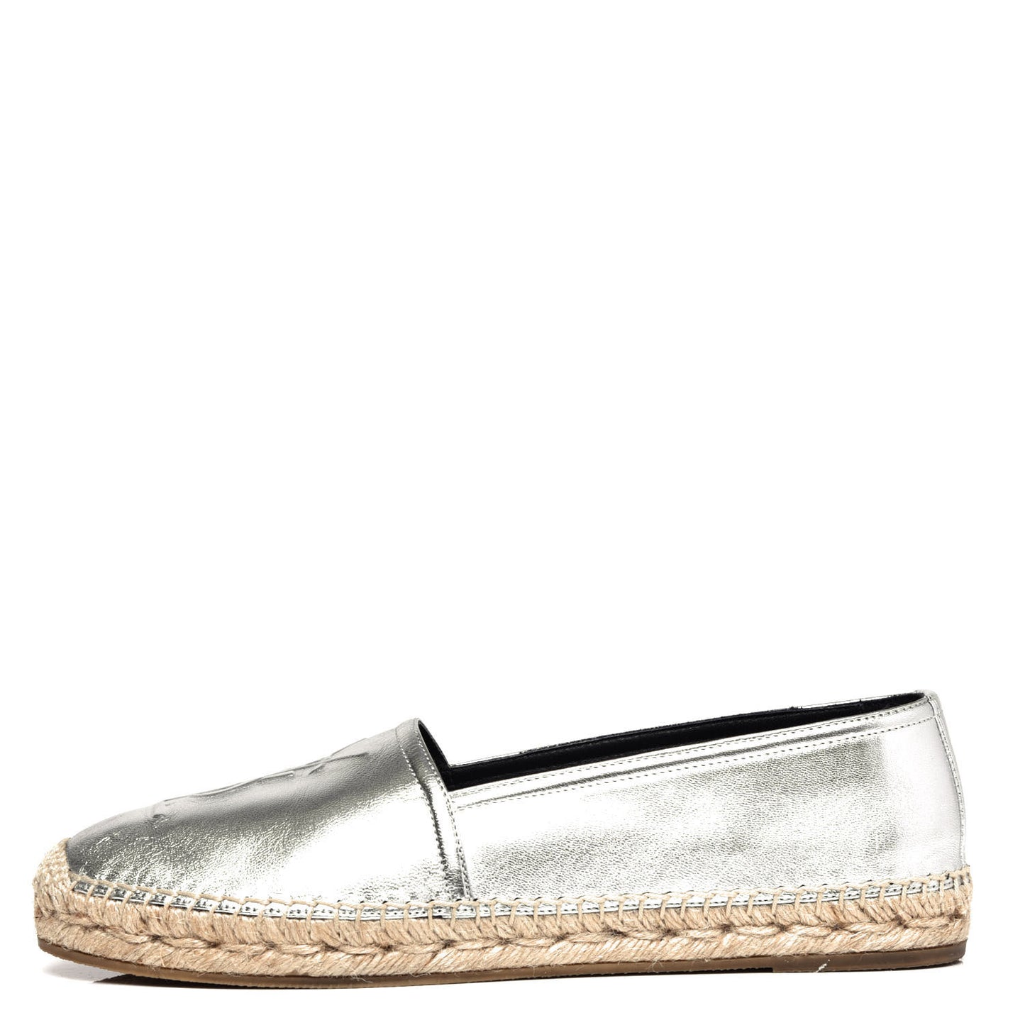 Metallic Lambskin Monogram Espadrilles 39 Silver