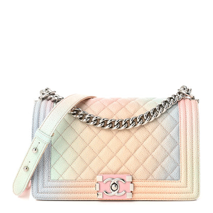 Chanel Caviar Quilted Medium Rainbow Boy Flap Pink Multicolor 1 of 10