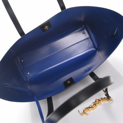 Saint Laurent Calfskin Classic Monogram Double Face Tote Nero Blue Majorelle 6 of 9