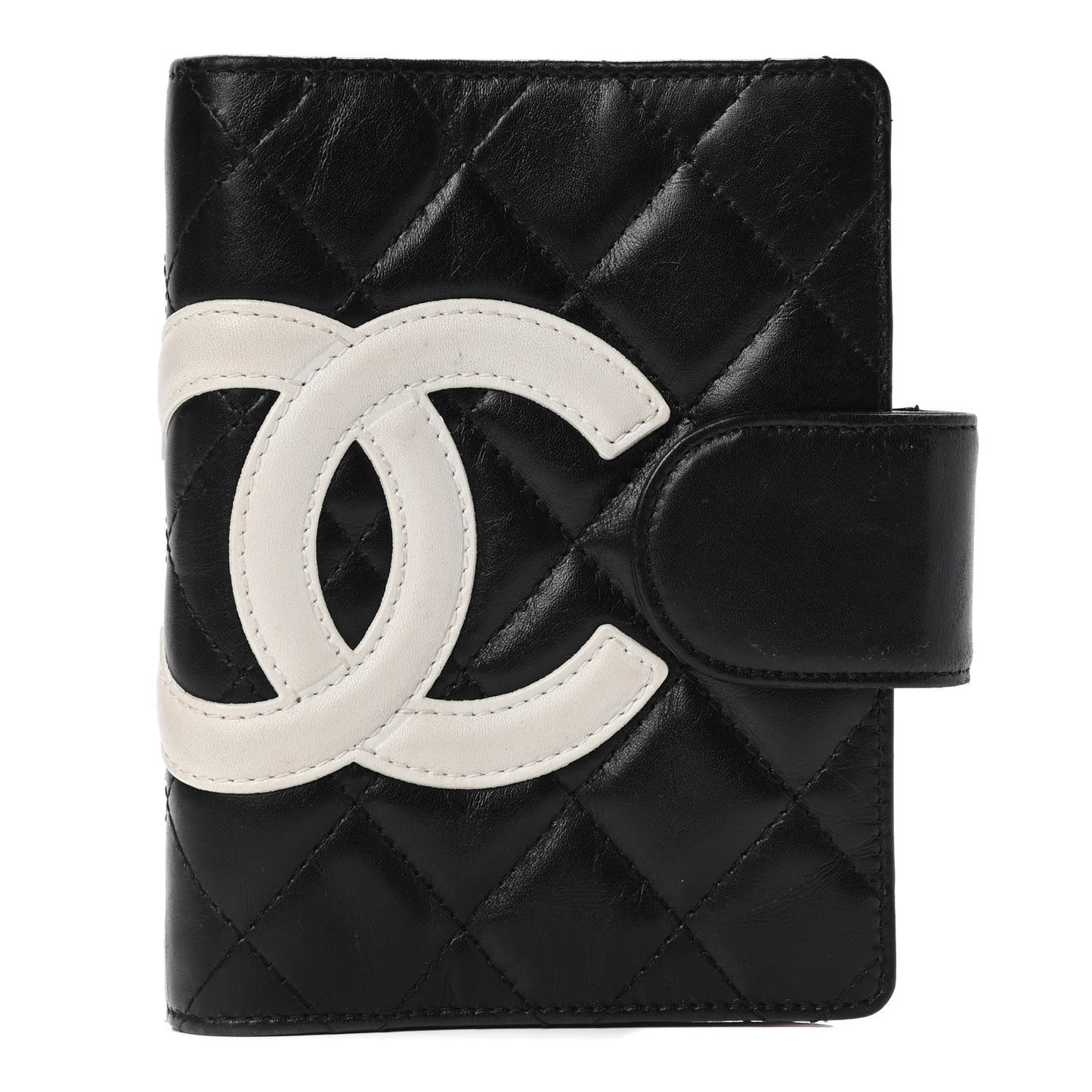 Calfskin Quilted Small Cambon Agenda Planner Black White