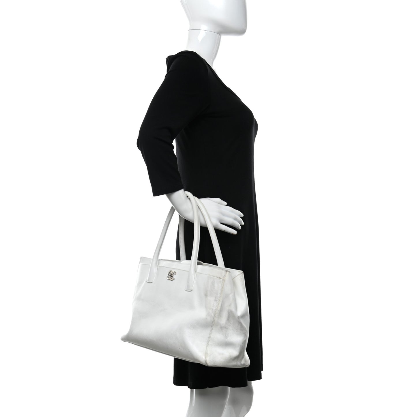 Calfskin Cerf Executive Shopper Tote White